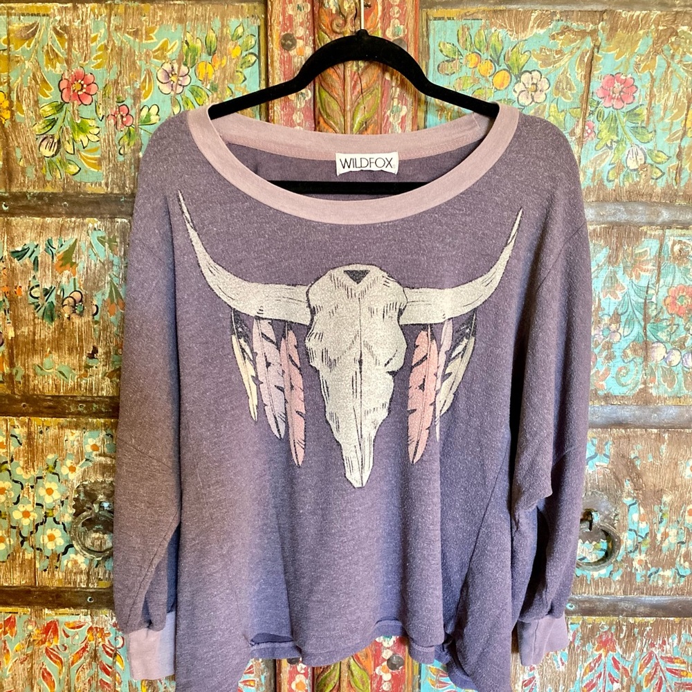 WILDFOX Purple Sweater w/Skull